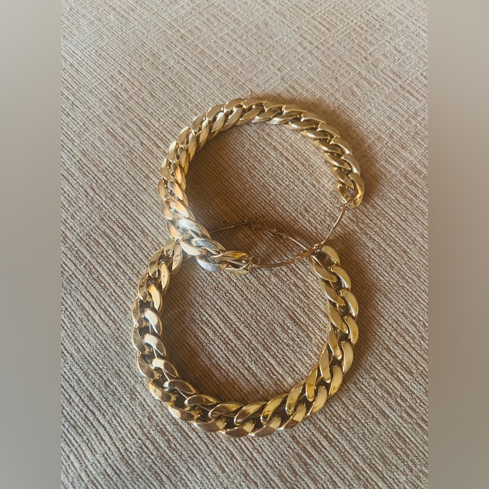 Gold Chain Hoop Earrings